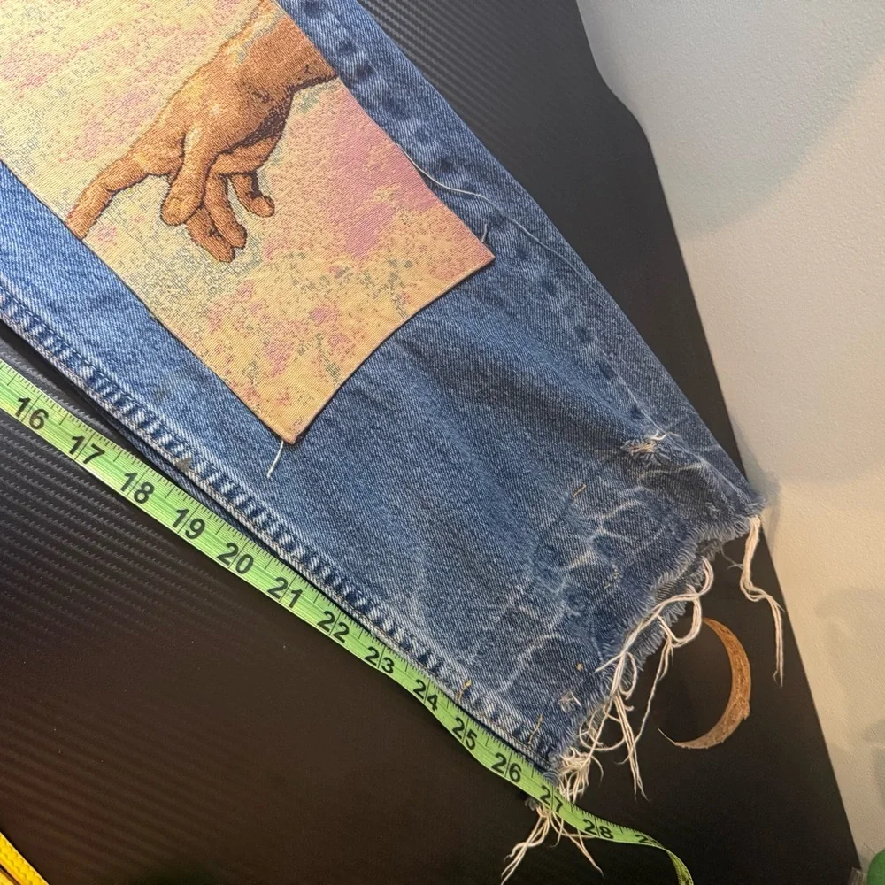 ✨ Levi’s 501 Custom Art Patch Jeans – Michelangelo Hands Mens - Picture 15 of 15